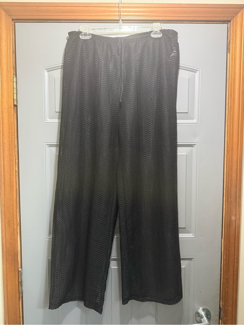 Calvin Klein -Black Mesh Wide-Leg beach pants